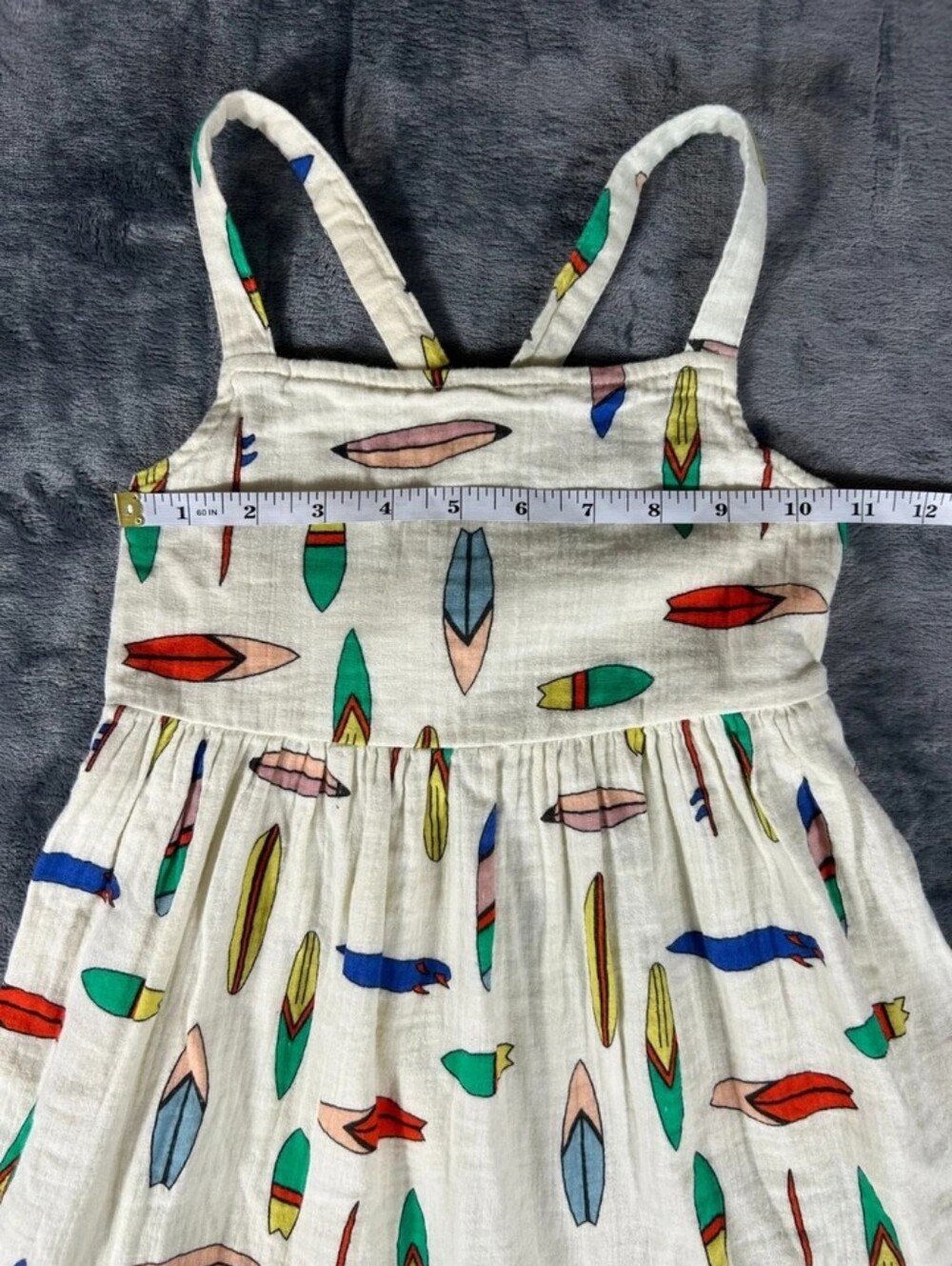 Girls' Cream Feather-Print Tiered Sundress - Picture 3 of 4